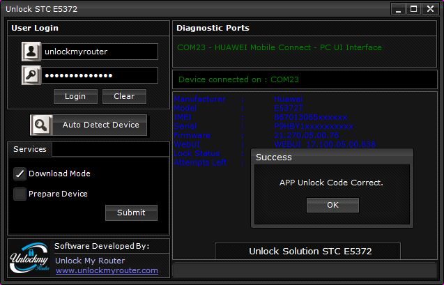 Unlock STC E5372ts-601 4G Huawei Router