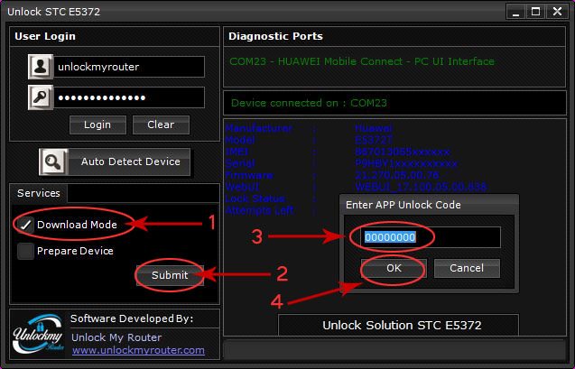 Unlock STC E5372ts-601 4G Huawei Router