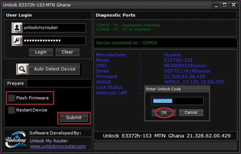 Unlock MTN Ghana E3372h-153