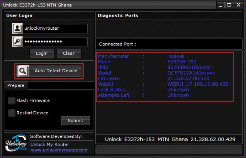 Unlock MTN Ghana E3372h-153