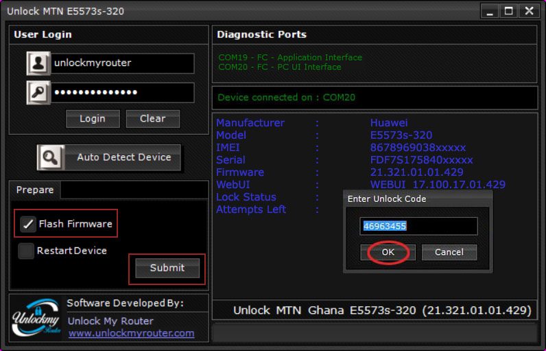 Unlock MTN Ghana E5573s-320