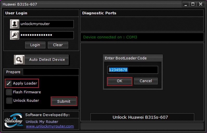 Unlock B315s-607 Router