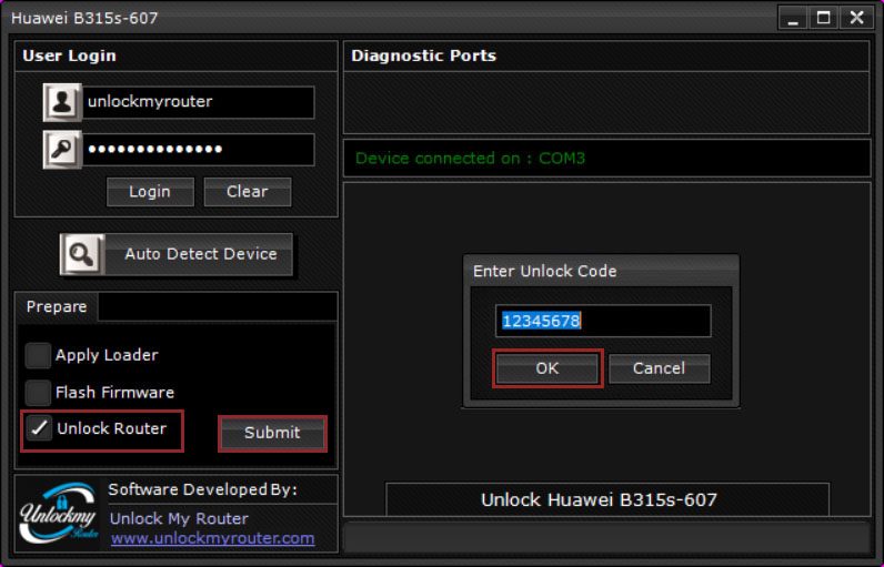 Unlock B315s-607 Router