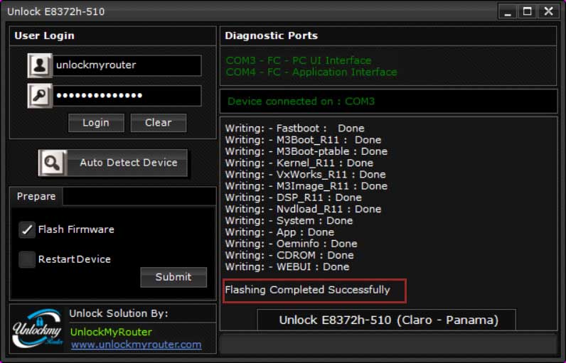 Firmware write. Auto Clear Utility.